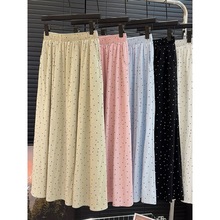 波点半身裙女夏季2024新款高腰显瘦冰丝棉垂感中长裙潮流字裙长裙