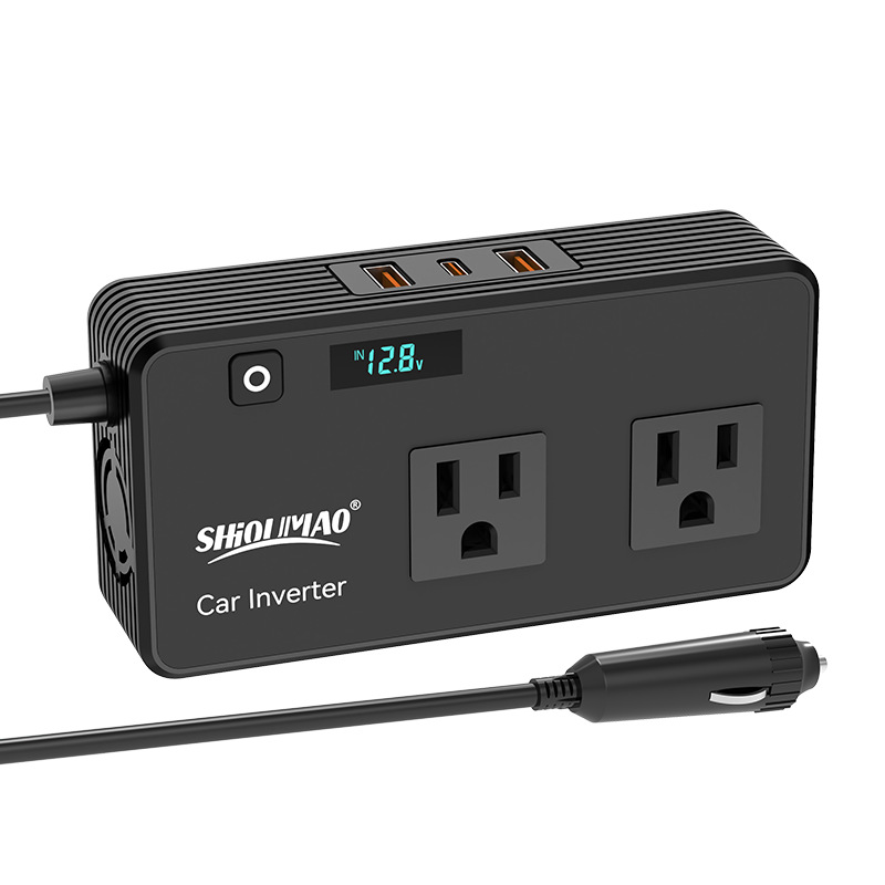 Comercio exterior 200W inversor automotriz 110v / 220V enchufe de gauge general con puerto C inversor automotriz de carga rápida con pantalla digital