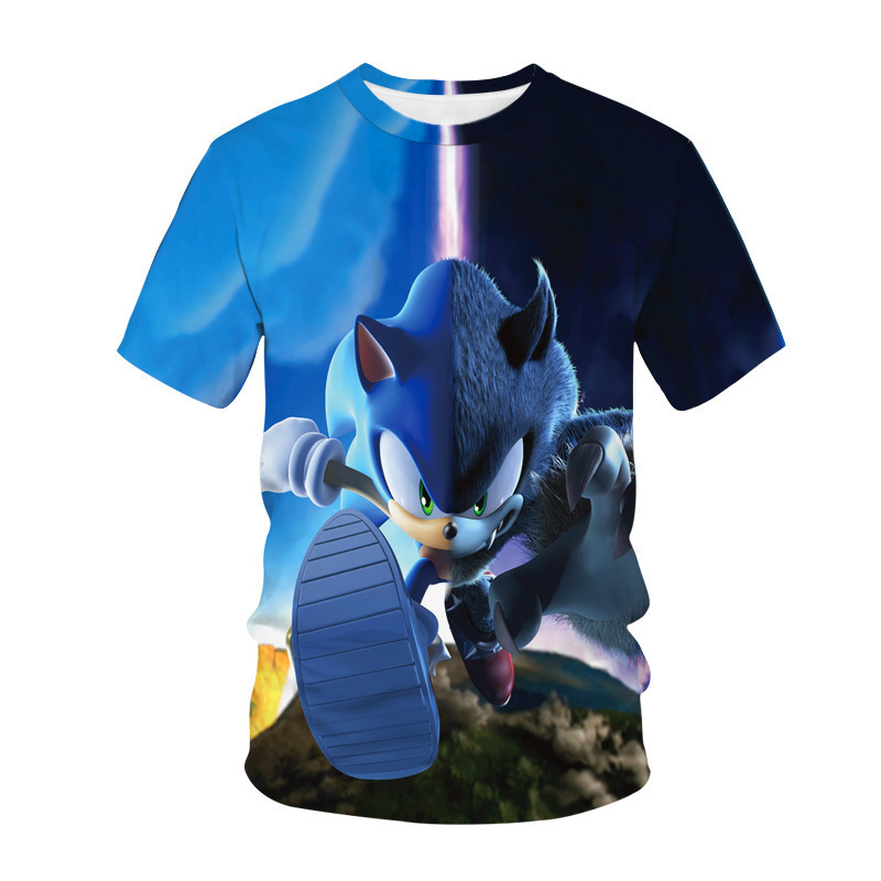 Source Factory Direct Sales Sonic Sonic Fashion Trendy Short-Sleeved Men's Shirt 3D T-Shirt Summer Clothes
