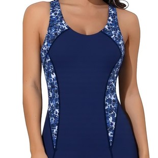 Cross-Border New European and American Swimwear Amazon Tight-Fitting Quick-Drying Jumpsuit Hot Spring Professional Sports One-Piece Swimsuit for Women