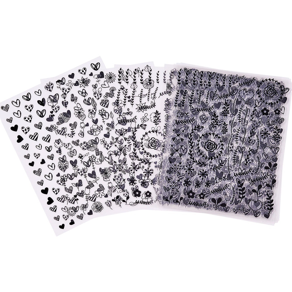 New Black Heart-Shaped Japanese Nail Art Stickers ins Small Fresh Line Love Striped Nail Decorative Decal