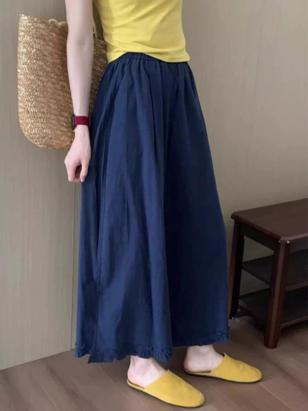 女性用耳飾りアイスシルクワイドレッグパンツ、夏用薄手、大きいサイズ、太mm、カジュアル、万能、ドレープ感、9点山本スカート|undefined