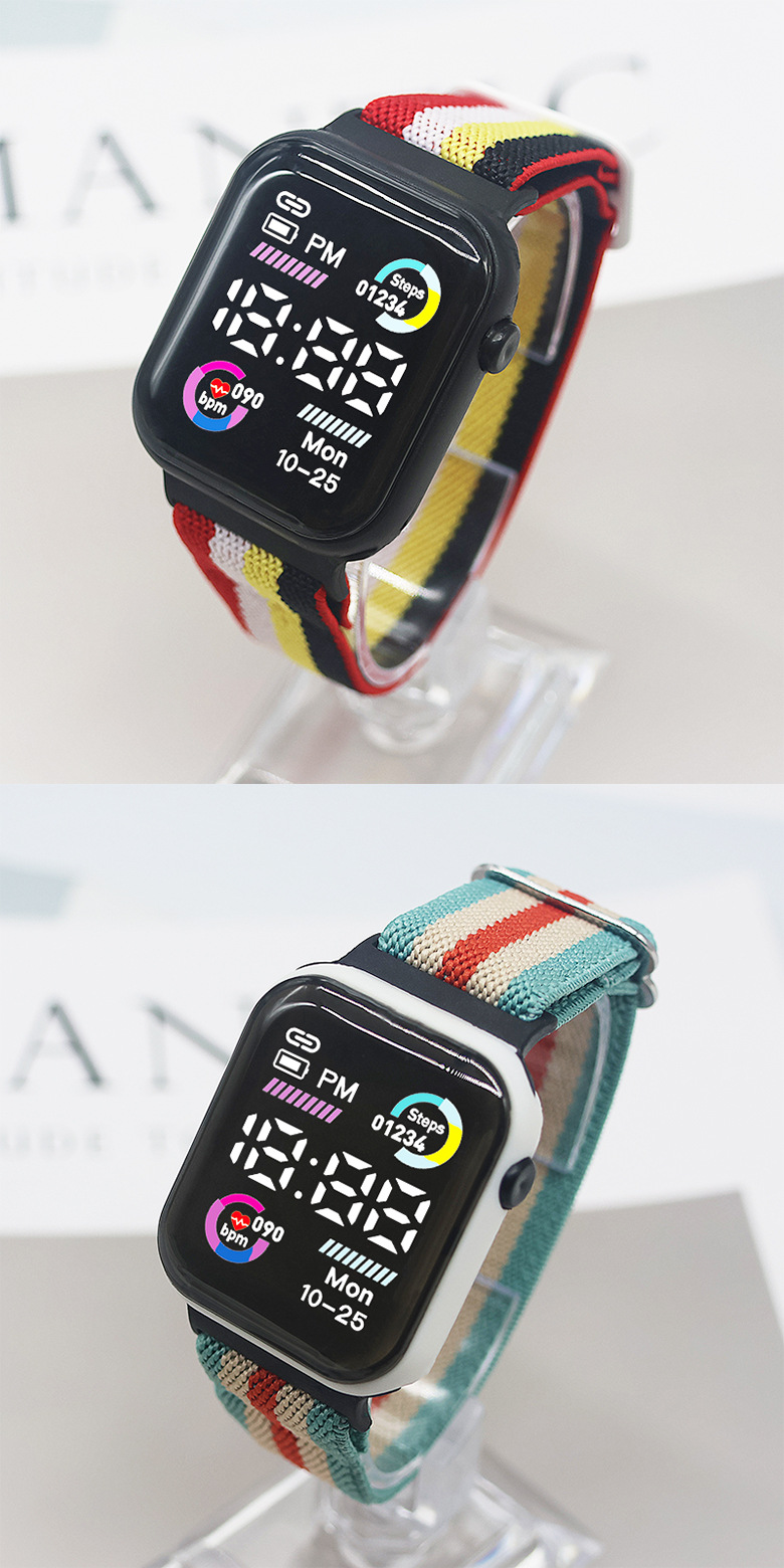 Electronic Movement Stripe, Leopard Pattern Casual Simple Style Stripe Leopard Electronic Kids Watches