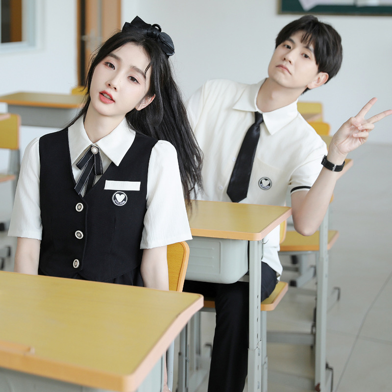 대학 스타일 연인 의상 2024 여름 새로운 조기 고등학교 졸업 시즌 사진 코러스 클래스 유니폼 JK 세트