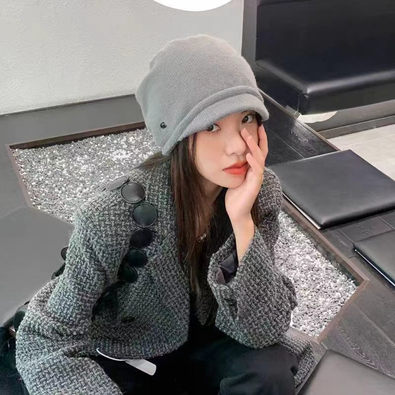 毛线帽透气秋冬季加厚冷帽男女同款慵懒堆堆帽针织帽大头围堆堆帽|undefined