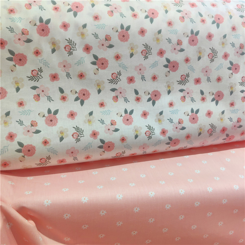 小碎花纯棉斜纹布料 郁金香印花床单被套布料 床品布料 老外喜欢