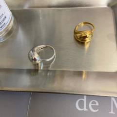 幾何水滴戒指女極簡冷淡風個性嘻哈S925銀開口指環疊戴百搭食指戒