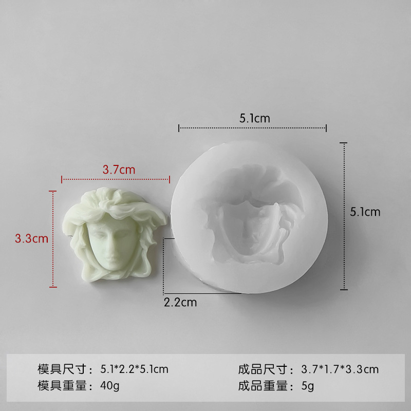 Jiahui Beauty Face Retrato Vela de aromaterapia Molde de silicona Molde de decoración de escritorio de yeso