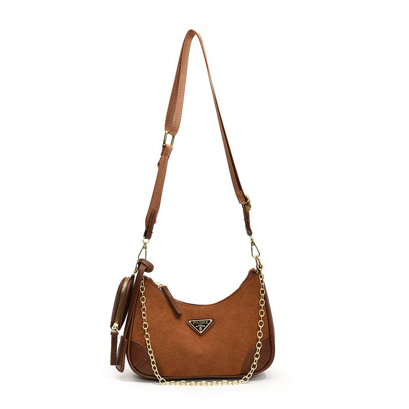 Bolso de cuero suave retro nuevo estilo transfronterizo para mujer 2024 nuevo bolso de media luna esmerilado cadena de sentido premium mensajero de un solo hombro