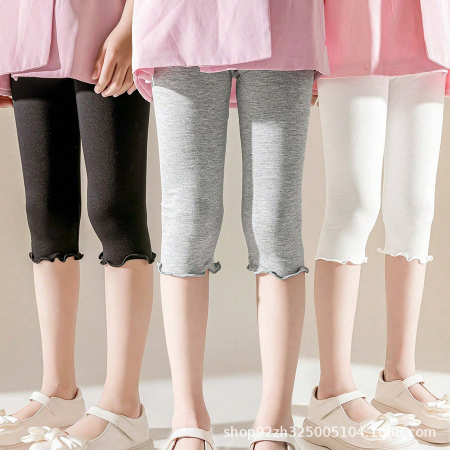 Wholesale girls' leggings, summer thin modal 7/8 length tights, children's ultra-thin