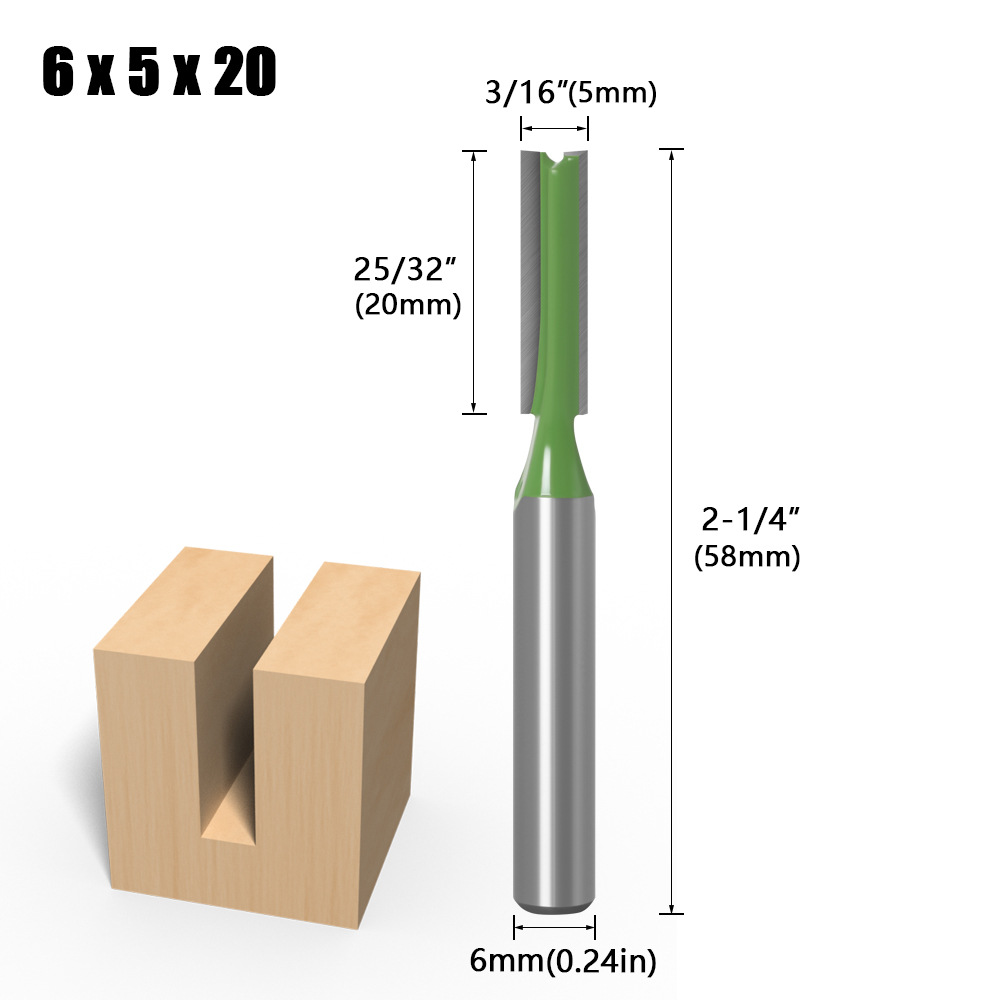 Cuchilla ranurada dos en uno con mango de 1/4 y 6 vástago Cuchilla ranurada recta de un solo filo y doble filo Cuchilla ranuradora de corte Fresa para carpintería