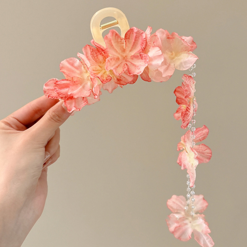 Hortenida azul agarrando clip de cabeza de mujer clip de tiburón floreciente clip de pelo 2025 nuevo tocado de playa