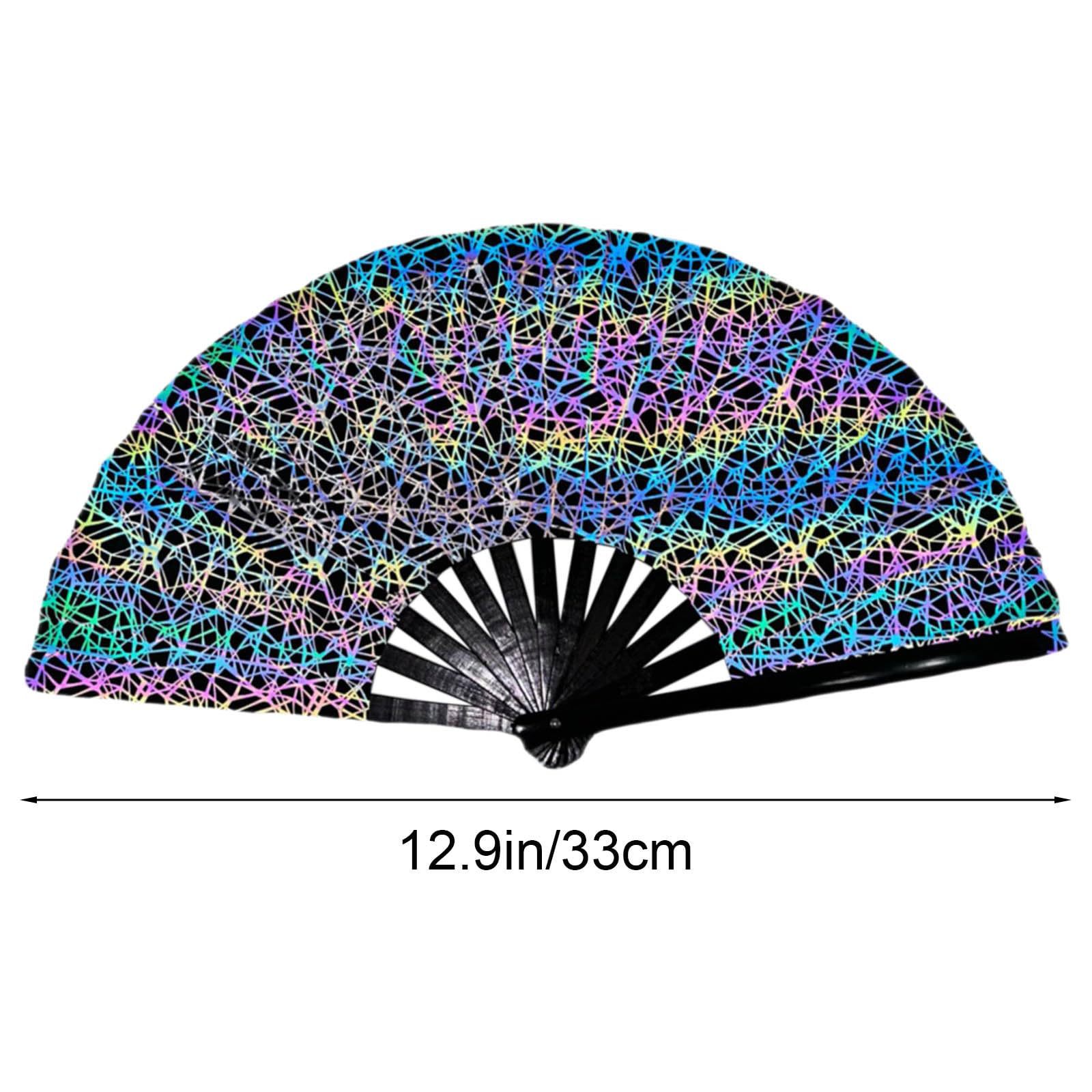 Fábrica de suministro de ventilador de tela reflectante, ventilador de kung fu de patrón de agua, ventilador de baile de banda sonora de gran tamaño