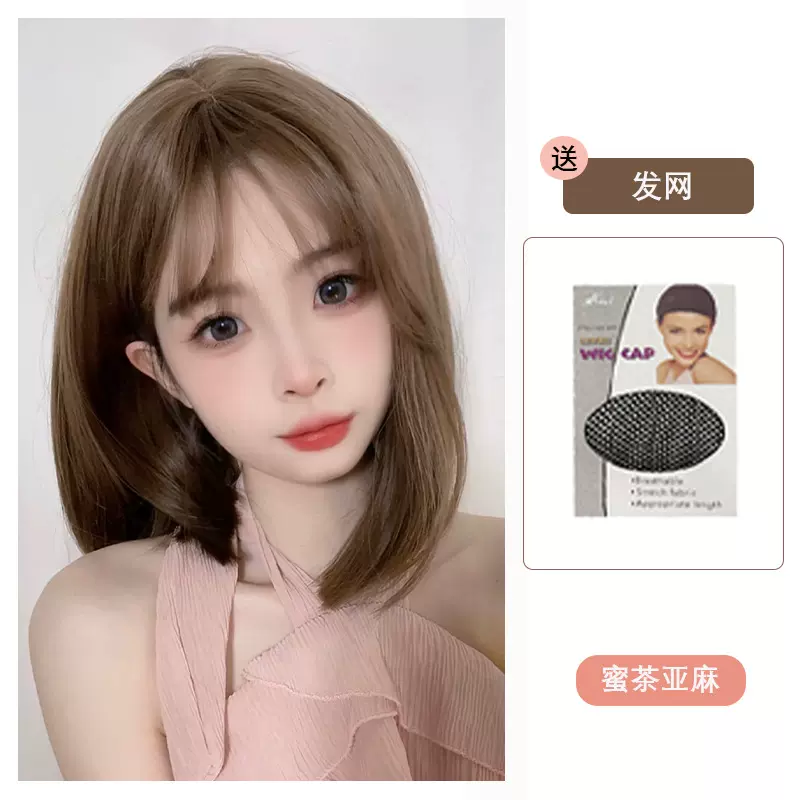 假发波波头女短发仿真全头套自然头发圆脸发型时尚减龄刘海假发套