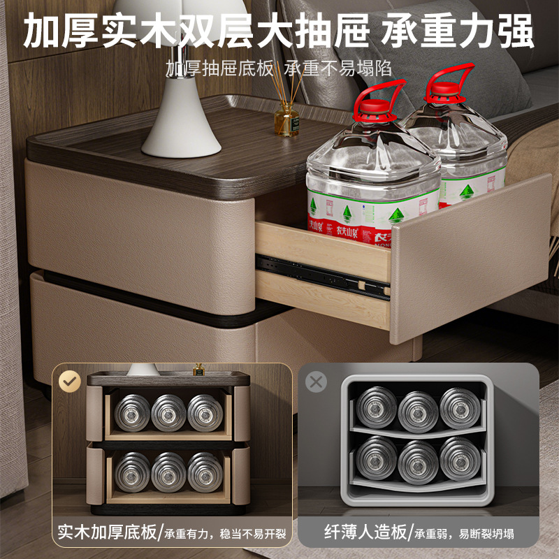 Mesita de noche de madera maciza con cerradura de combinación, caja fuerte, lujo ligero, sensación de alta gama, 2025, estilo caliente, dormitorio doméstico, armario de almacenamiento