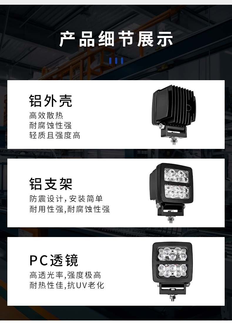 Emc Certified 4-Inch Auxiliary Light for Agricultural Machinery, Ip6K9K Shockproof Blue Sprayer Boom Headlight