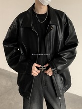 皮衣外套男士秋季2025新款美式机车宽松休闲男装痞帅飞行员夹克男