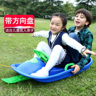 Double Thickened Snowboard Single Board Straw Board Children's Sandboard Adult Sleigh Board with Brake Sleigh Sleigh Board