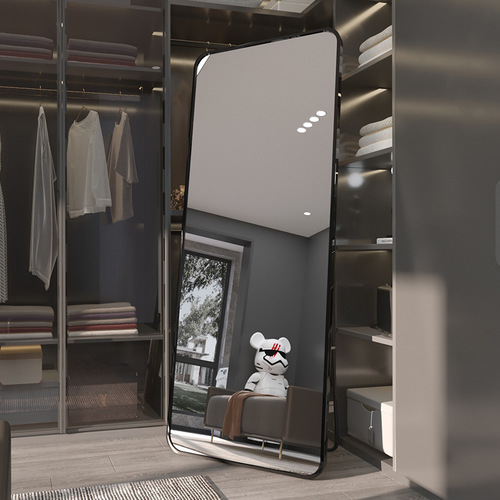 Mirror full-length mirror dressing mirror light luxury clothing store fitting mirror slender home wardrobe metal floor mirror wall