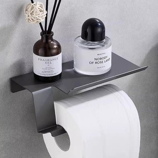 Gun Gray 304 Stainless Steel Paper Towel Holder Without Punching Bathroom Mobile Phone Storage Roll Paper Holder Bathroom Toilet Paper Holder