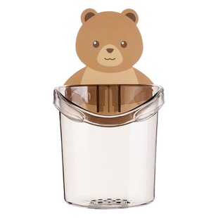 Punch-free self-adhesive creative cup holder wall-mounted bear hug toothbrush cup holder cartoon mouthwash cup holder wash cup