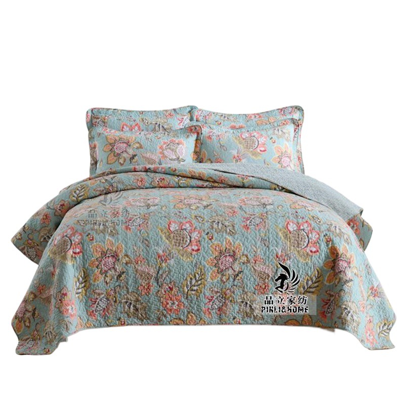 Bohemian Style Imitation Printing Bedding American Plain Double-sided Pure Cotton Quilting Cover Three-piece Set for Foreign Trade