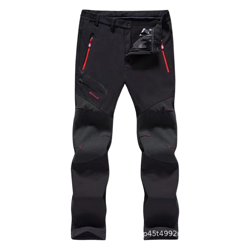 Charge Pants Outdoor Quick-drying Stretch Charge Pants Windproof Waterproof Wear-resistant Breathable Quick-drying Fleece-lined Thickened Soft Shell Pants for Men