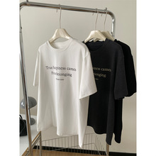 2025春夏宽松印花字母短袖女春夏显瘦百搭圆领套头休闲T恤上衣