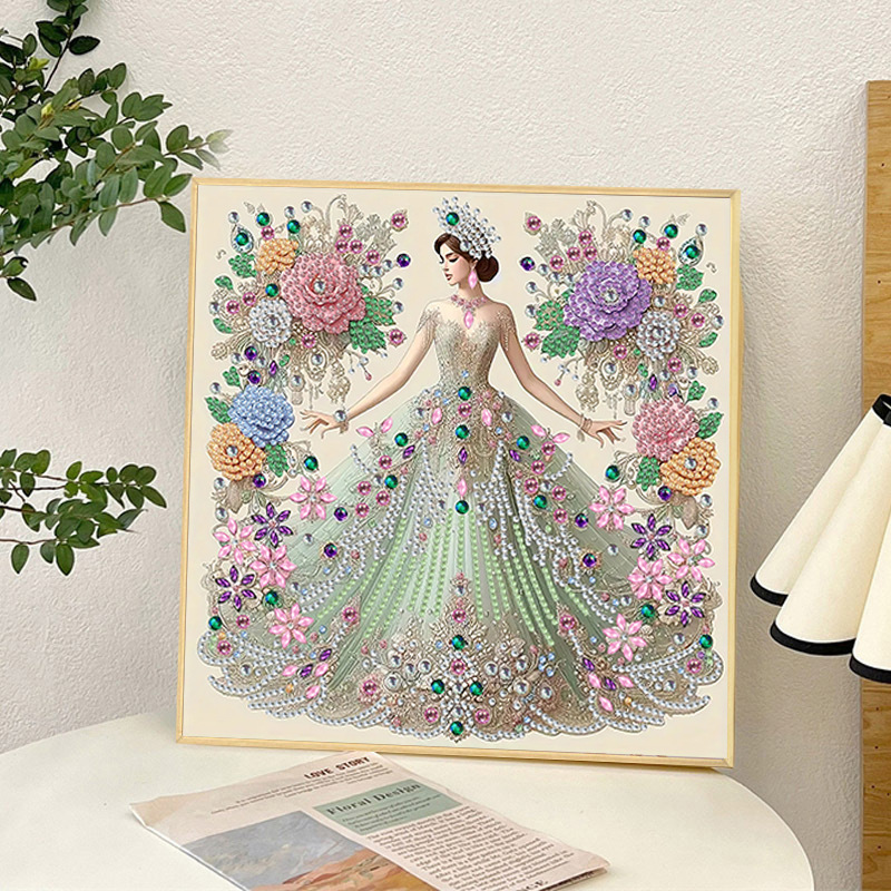 Pintura de Diamantes 5D con Forma Irregular de Princesa de Fantasía, Pintura de Diamantes DIY, Pintura de Diamantes con Puntos de Cristal, 30×30