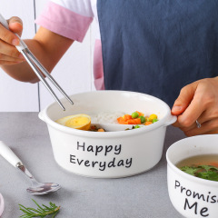 UMC7批發陶瓷分格飯盒可微波爐加熱帶蓋圓形三格碗便當盒上班族帶