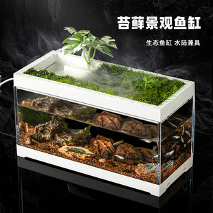 Moss Symbiotic Fish Tank Small Desktop Micro-Landscape Lazy Person No Need to Change Water Circulation Filtration Integrated Ecological Landscaping Humidification