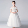 Small princess costume, wedding dress, long skirt, girl's skirt, piano performance costume, Aliexpress, new collection, open shoulders, for catwalk