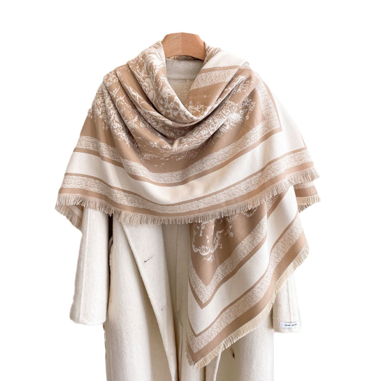 2024 nuevo otoño y invierno Mori toallas cuadradas impresión retro con decoración elegante capa bufandas cálidas