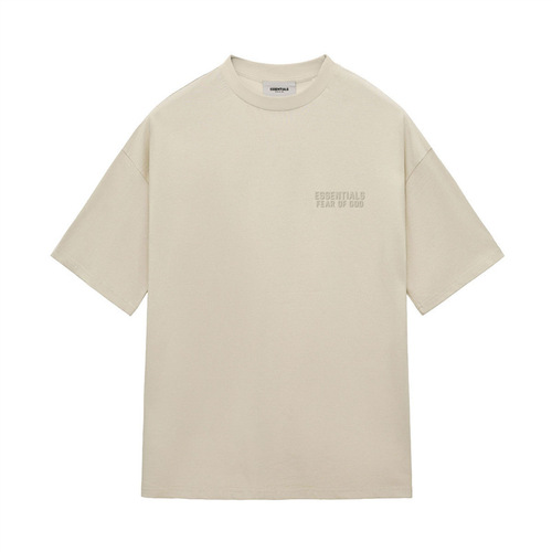 Men's and Women's ZONE24 Short-Sleeved Thick Fleece Double-Row Trendy Brand Chest ESSENTIALS T-Shirt—Small Double Thread