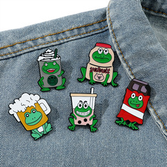 創意個性搞怪小青蛙金屬徽章百變巧克力蛙 珍珠奶茶蛙 啤酒蛙胸針