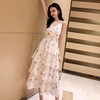 Summer summer clothing, long skirt, dress, Korean style, mid-length, high waist, western style, lifting effect, V-neckline