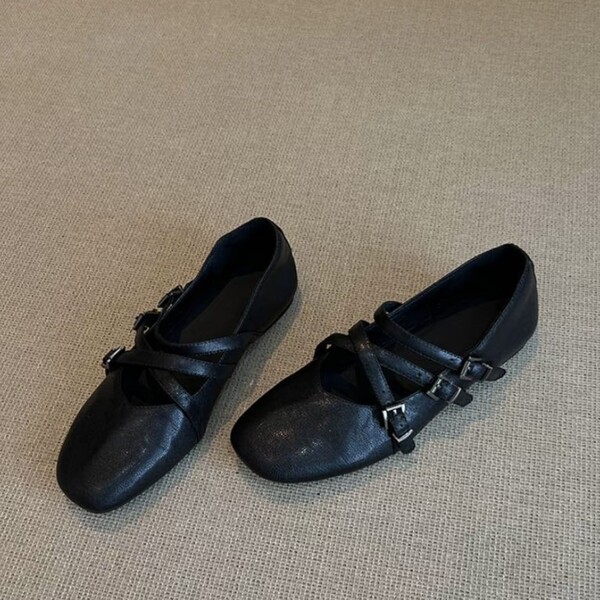 Retro ballet shoes square toe