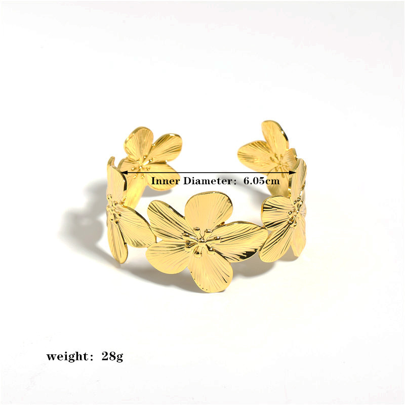 Holiday, Daily Occasion 304 Stainless Steel Material 304 Stainless Steel Plating Flower Copper Bracelets