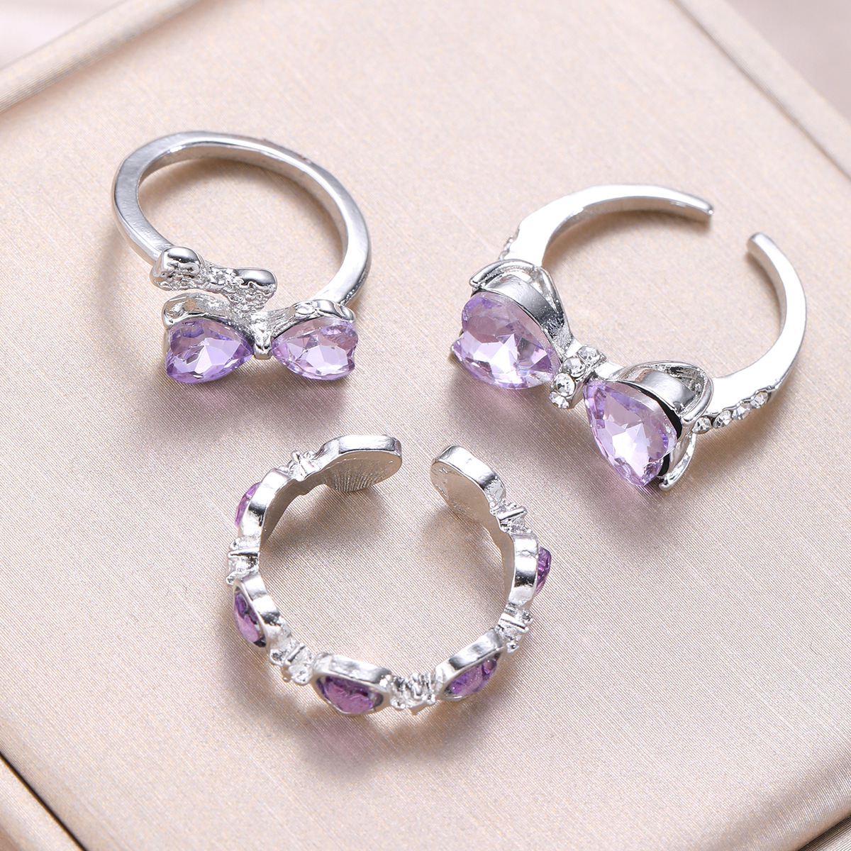 Stackable Minimalist Ring Set With Cubic Zirconia For Women_voghion.com