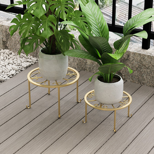 European floor-standing single-layer wrought iron low flower shelf balcony living room flower pot shelf simple outdoor pothos flower shelf