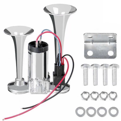 Cross-Border Hot-Selling One-Piece Electric Pump Horn 12V Double-Tube Air Horn Car Horn Truck Air Pump Air Horn (Car horn/tweeter) - xc-lb36-12v