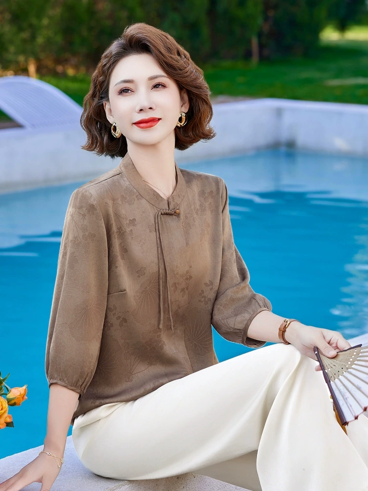 Привет мама летняя шелковая рубашка китайская маленькая рубашка