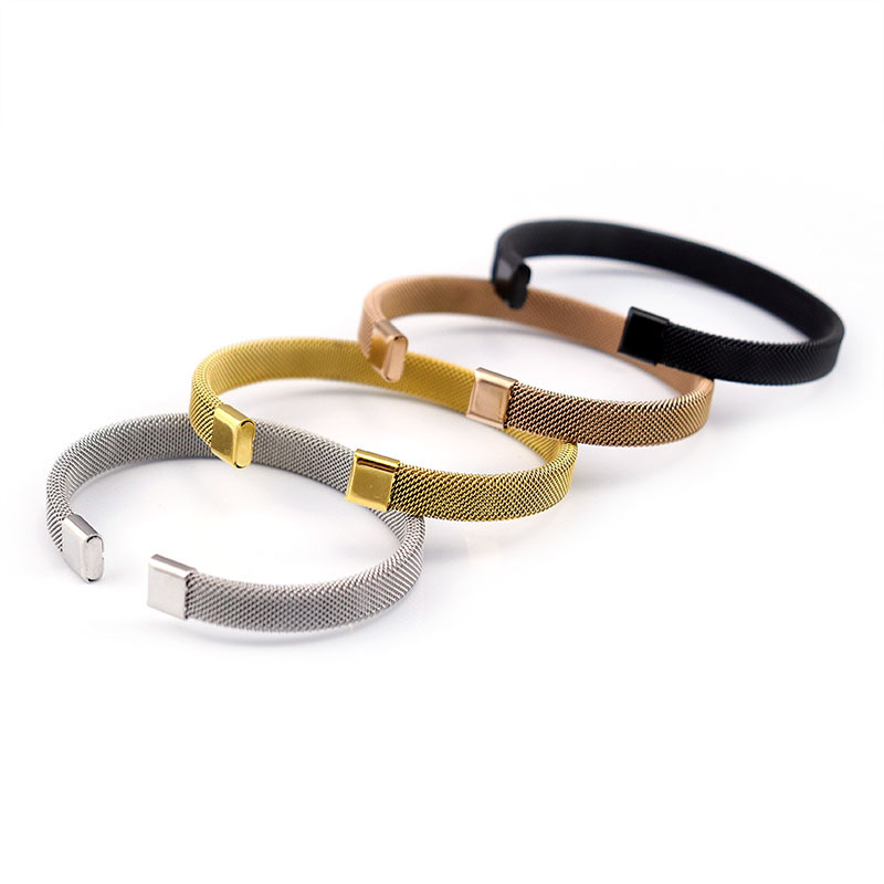 Simple Style Mesh Titanium Steel Plating Unisex Cuff Bracelets display picture 6