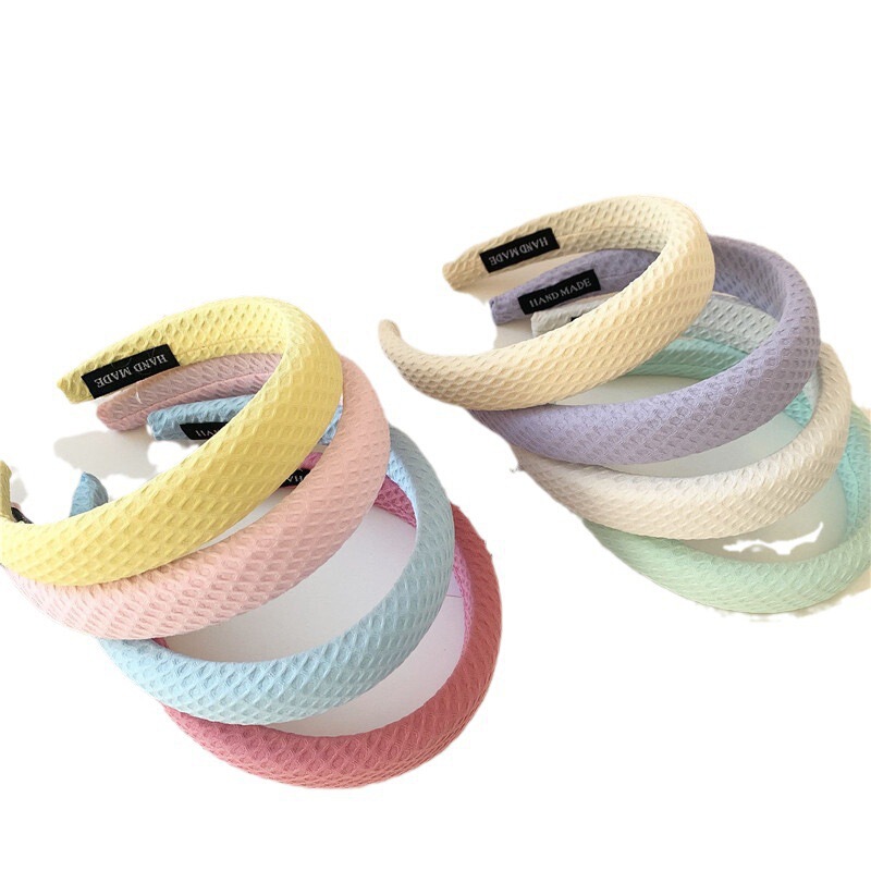 新しい優しいキャンディーカラーのワッフルヘッドバンド、頭蓋骨を高めるスポンジヘッドバンド、甘い女の子向けの多用途なヘアプレス|undefined