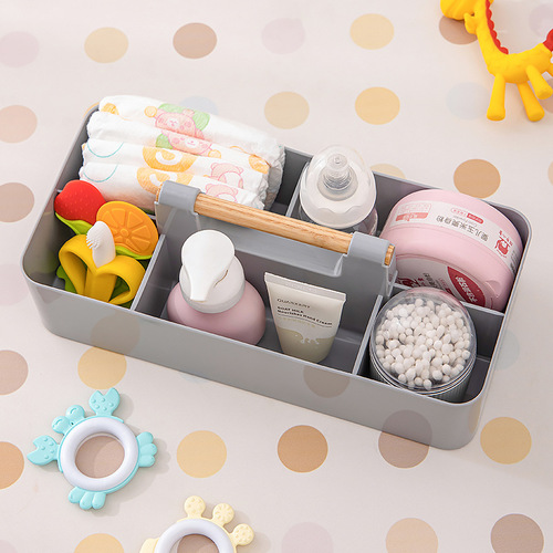 Hand-held convenient baby diaper bottle storage box household multi-compartment baby care toiletries storage box