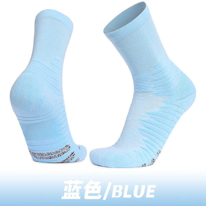Calcetines deportivos profesionales, de color liso, con hilo antideslizante resistente, resistentes al desgaste, con base de toalla antideslizante, calcetines a media pantorrilla, calcetines de baloncesto transpirables de malla.