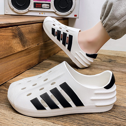 Men's Croc Shoes 2024 New Non-slip Thick Sole Casual Outerwear Korean Style Beach Soft Sole Nurse Baotou Slippers for Men