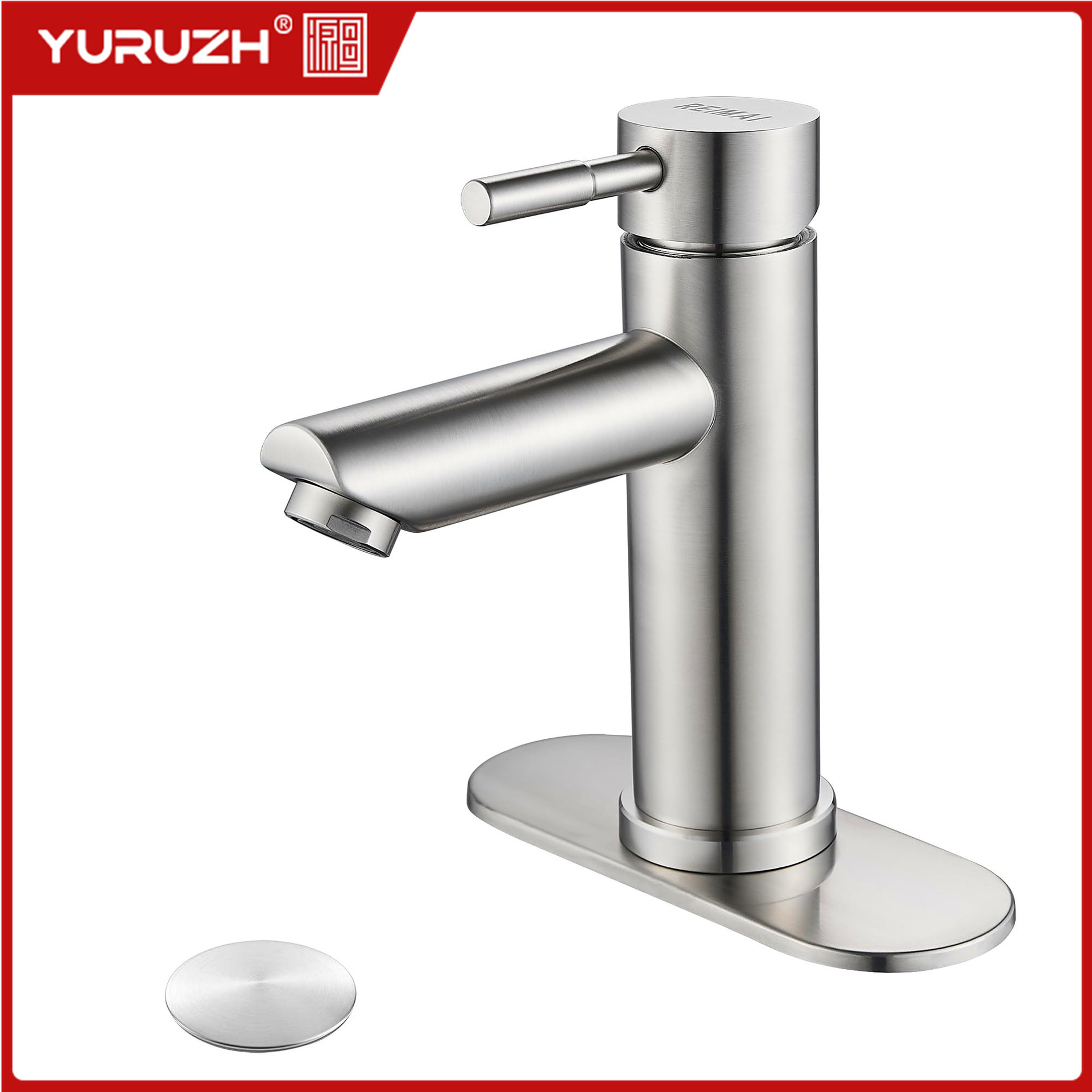 Cross-Border Hot and Cold Faucet 304 Stainless Steel Basin Faucet Bathroom Countertop Washbasin Brushed Modern Minimalist