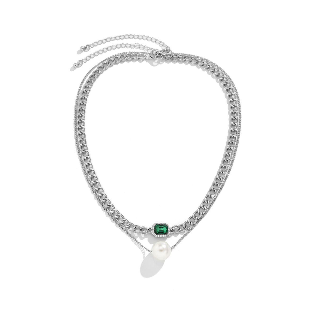 Fashion Imitation Pearl Gemstone Chain Simple Green Alloy Necklace display picture 4