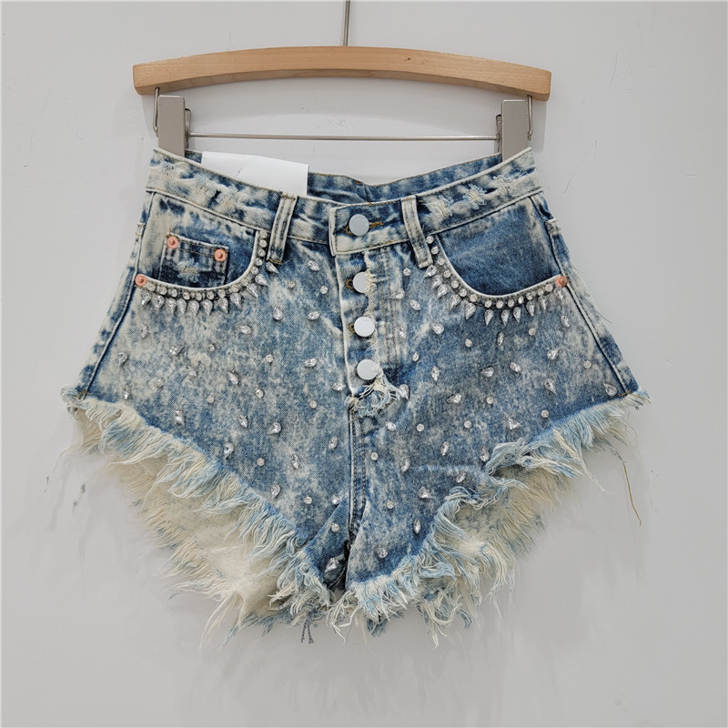 Women's Daily Streetwear Solid Color Shorts Diamond Jeans display picture 2